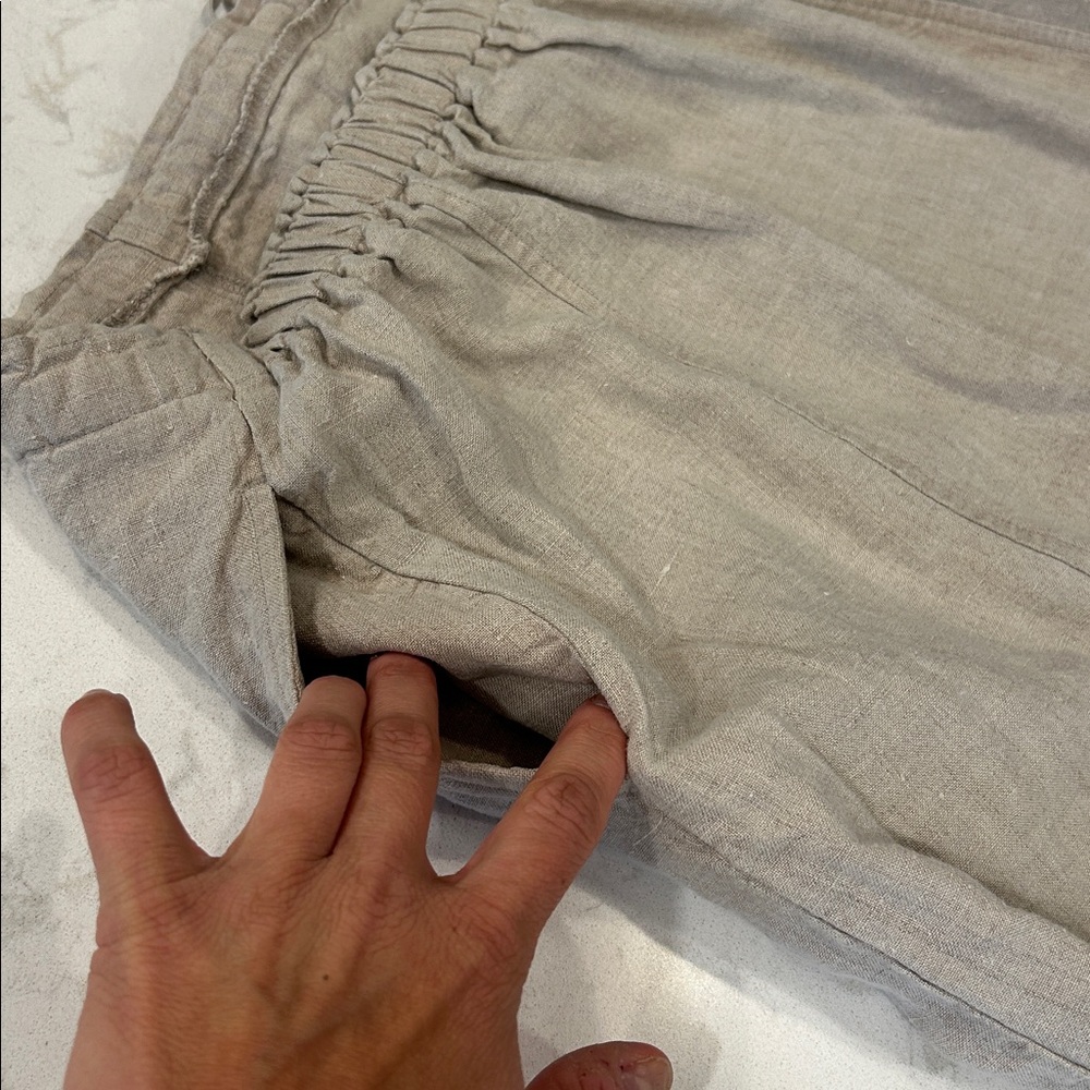 Vintage J. Jill Size M 100% Linen Skirt Beige Pull On Midi Lagenlook Boho - Picture 4 of 9